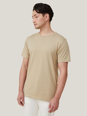 Men's Cotton On Beige Organic Regular Fit Crew T-Shirt