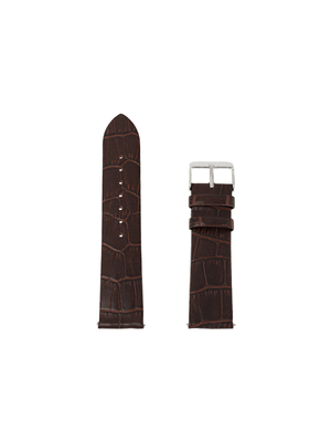 Strapology Stainless Steel & Brown Alligator-Style Leather Watch Strap