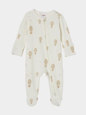 Cotton On Baby White Organic Pointelle Zip Romper