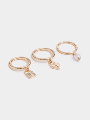 3 Pack Charm Rings