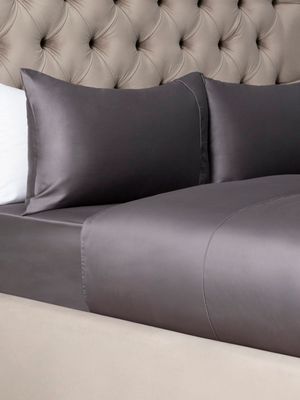 Grace Most Lustrous Gold Seal Certified Egyptian Cotton 400 Thread Count Duvet Cover Set Pewter