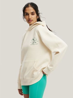 Women's Cotton On Cream Plush Premium Graphic Hoodie