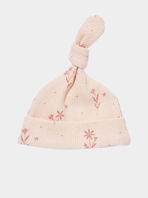 Cotton On Baby Pink Organic Pointelle Beanie