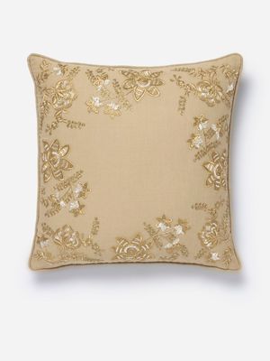 Grace Beaded Scatter Cushion Gold 48x48cm