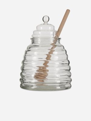 @home Glass Beehive Honey Jar with Spoon