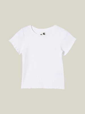 Cotton On Kids Girl White Raya Rib Baby T-shirt