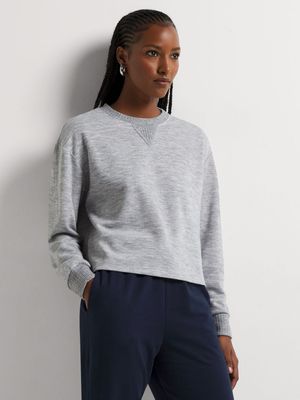 Rib Knit Boxy Crew Neck Top