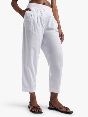 Straight Leg Pleated Poplin Pants