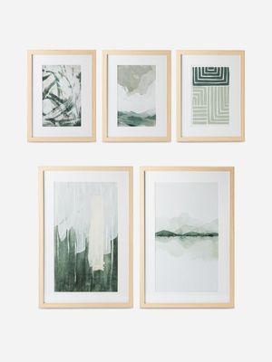 Framed Greens Print Set Of 5