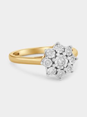 Yellow Gold Diamond Illusion Cluster Ring