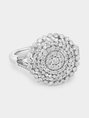 White Gold 1.00ct Diamond Round Halo Galaxy Ring