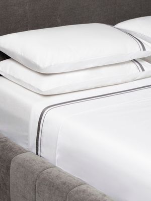 Guest House Finest Italian Cotton Flat Sheet White/Grey