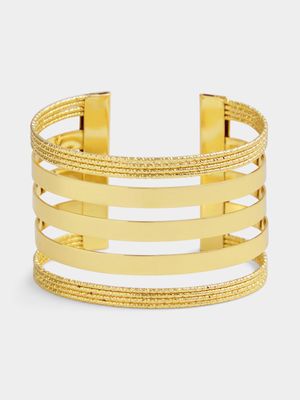 Gold Tone Open Metal Wrist Cuff