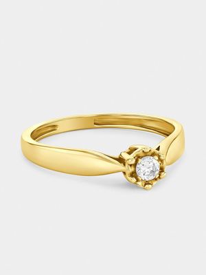 Yellow Gold Diamond Solitaire Illusion Ring