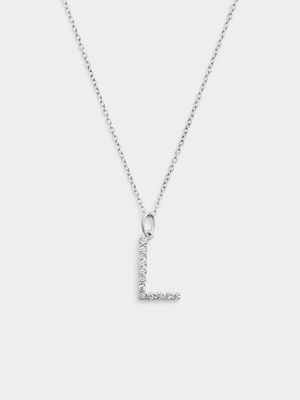 Cheté Sterling Silver Cubic Zirconia “L” Initial Pendant