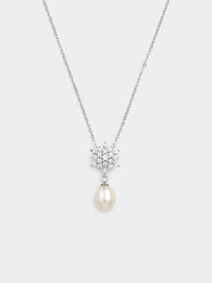 Sterling Silver Freshwater Pearl Starburst Pendant