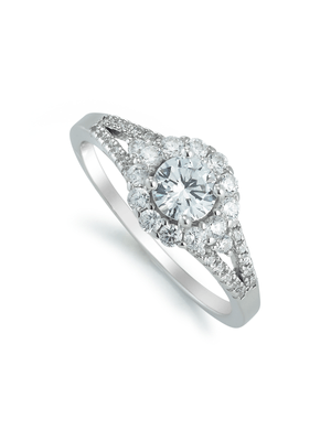 Sterling Silver Cubic Zirconia Petal Ring