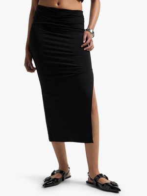 Women's Black Co-Ord Maxi Skirt With Slit