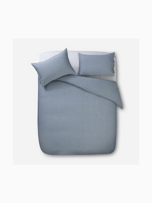 Chambray Tie Detail Duvet Cover Set Blue