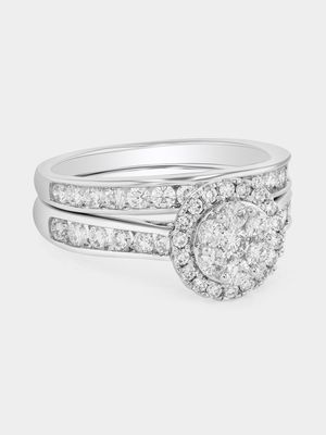 White Gold 1.1ct Lab Grown Diamond Round Halo Twinset Ring