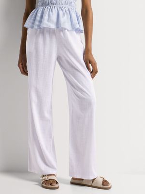 Y&G Linen Blend Elasticated Waist Wide Leg Pants