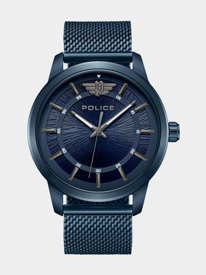 Police Raho Blue Plated Blue Dial Blue Mesh Watch