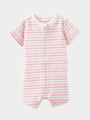 Cotton On Baby Pink The Short Sleeve Zip Romper