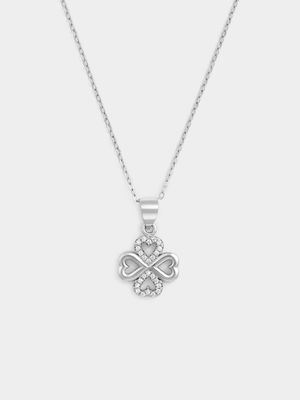 Sterling Silver Cubic Zirconia Clover Heart Pendant