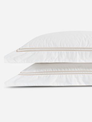 Guest House Perfect 400 Thread Count Percale Pillowcase Set White/Stone