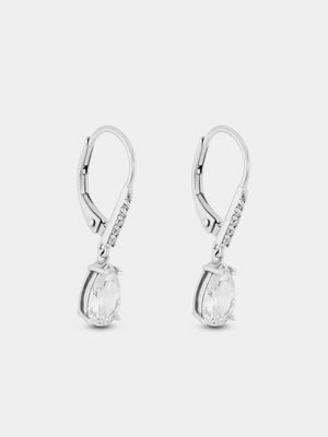 Sterling Silver Cubic Zirconia Pear Drop Earrings