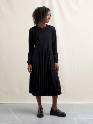 Women's Canvas Pleated Knit Crépe Dress