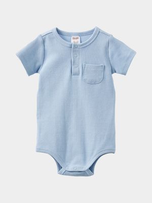 Cotton On Baby Blue The Short Sleeve Rib Pocket Bubbysuit