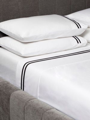 Guest House Finest Italian Cotton Flat Sheet White/Black