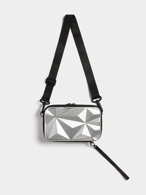 Men's Grey Geometric Pouch Bag