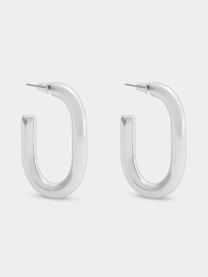 Oval Tube C-Shaped Hoop Earrings