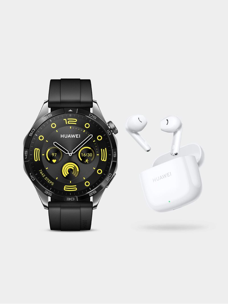 Huawei Watch GT 4 46mm Black Strap Bundle (free earbuds