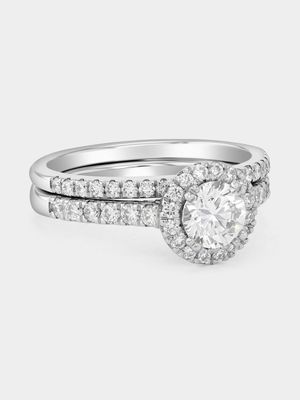 White Gold 1.3ct Lab Grown Diamond Round Halo Twinset Ring