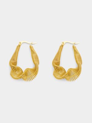 Stainless Steel 18ct Gold Plated Waterproof Twisted Wire Hoop Earrings