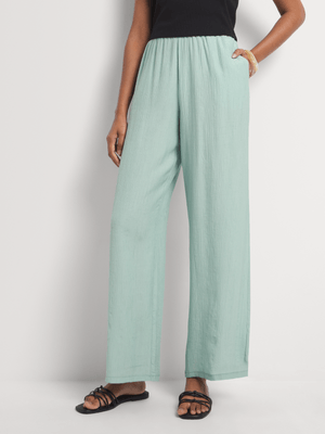 Crinkle Wide Leg Elasticated Waist Pants