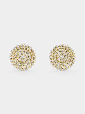 Yellow Gold 0.50ct Diamond Round Halo Galaxy Stud Earrings