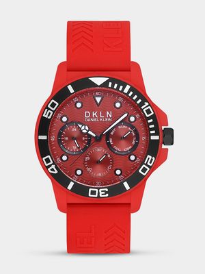 Daniel Klein Red Plated Red Silicone Chronographic Watch