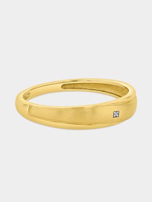 Yellow Gold Earth Grown Diamond Diagonal Groove Ring