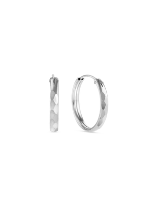 Sterling Silver Facet Hoop Earrings