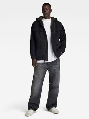 G-Star Men's Hooded Black Sherpa Jacket