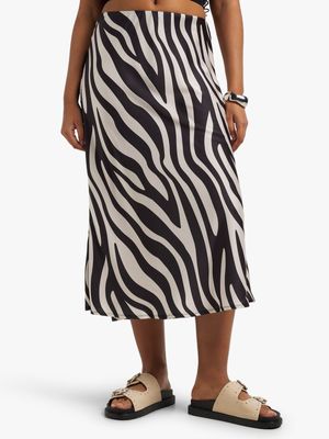 Women's Zebra Print Satin Skirt