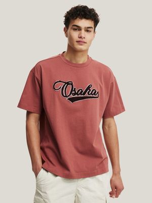 Men's Cotton On Red Box Fit College T-Shirt