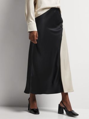 Bias Cut Colourblock Midi Skirt