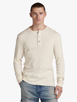 G-Star Men's Slim Cream Henley T-Shirt