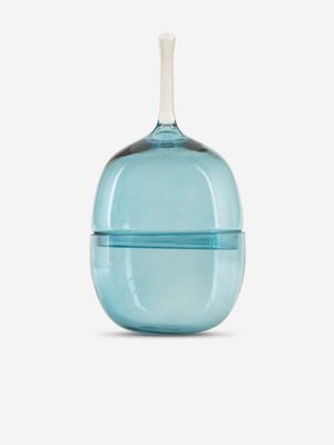 Glass Jar Containable Blue Drop 15cm