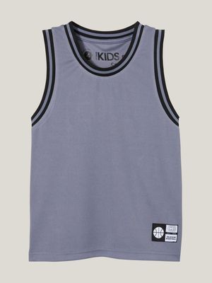 Cotton On Kids Boy Grey Braxton Basketball Tank Top